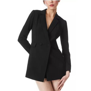 Alice and Olivia Women Kyrie Notched Collar Tuxedo Romper Black Size 6